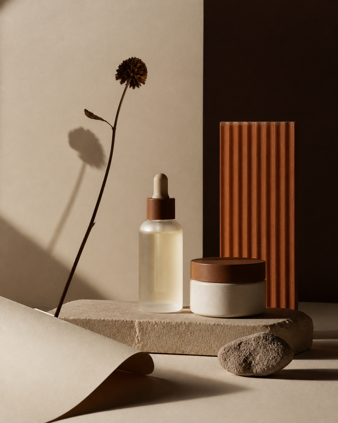 Fotografia editorial de produto em tons terrosos